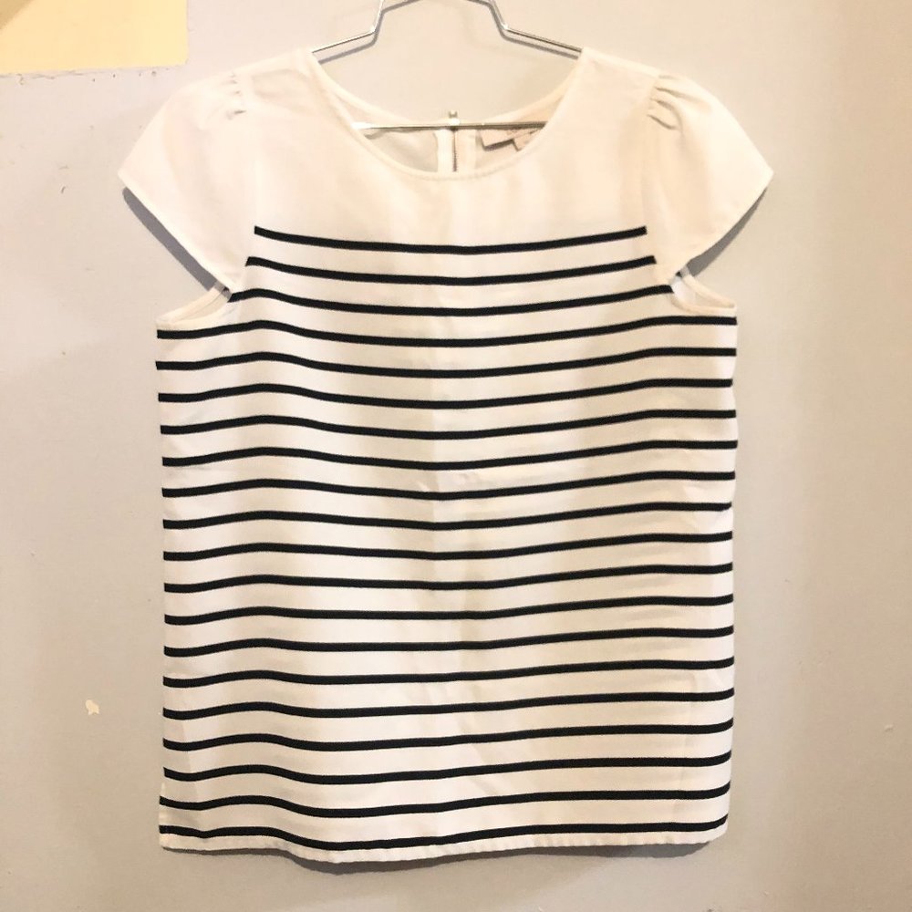 Loft, White with balck striped top